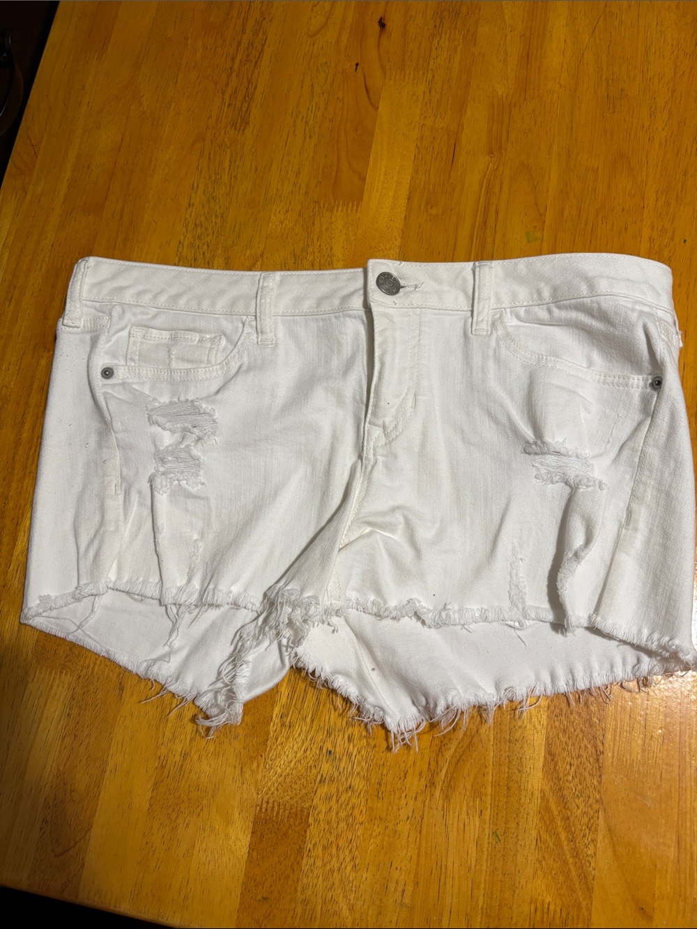 Express White Distressed Denim Short Shorts